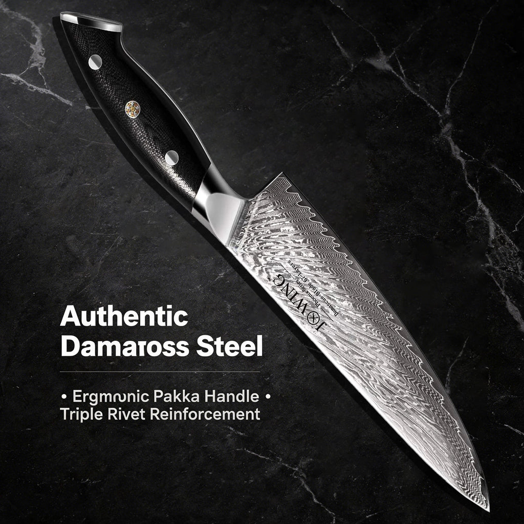 2026 new genuine Damascus steel knife, professional kitchen chef knife, wooden handle, Japanese-style knife gift box packaging