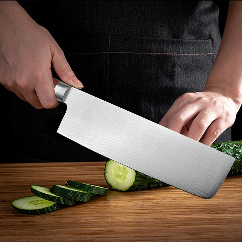 2026 New High-Strength Kitchen Knife, Japanese-style kitchen knife suitable for meat cutting, with colorful wooden handle