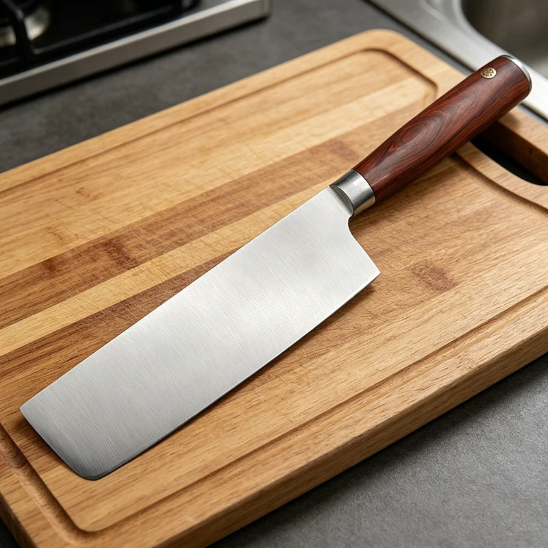2026 New High-Strength Kitchen Knife, Japanese-style kitchen knife suitable for meat cutting, with colorful wooden handle