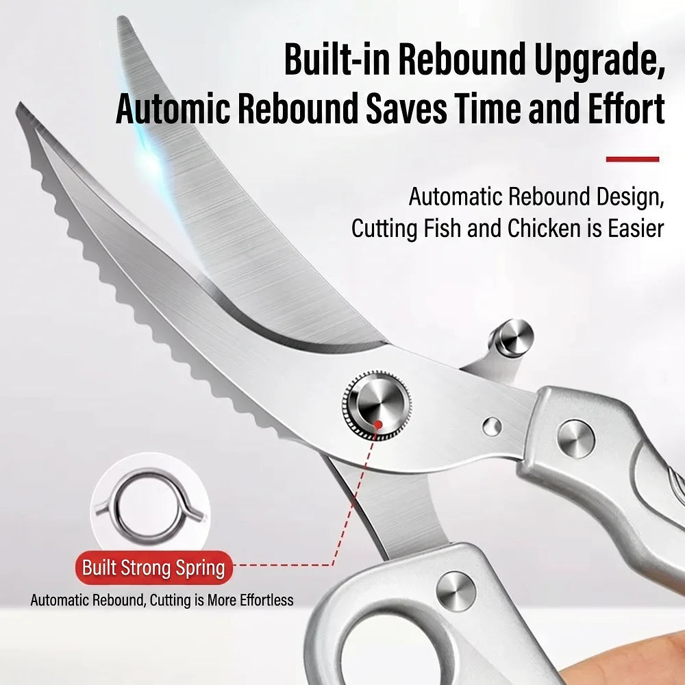 2026 New German-Style Stainless Steel Kitchen Scissors, Multi-Function Heavy-Duty Poultry Bone Shears for Home Use C2612